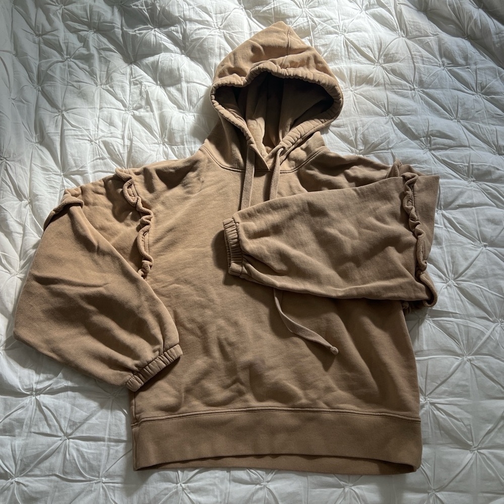 Women’s Tan Ruffle Hoodie